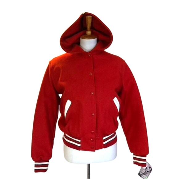 Vintage Holloway USA Red Varsity Jacket – Recycled Wool, Quilted Lining, M - Picture 1 of 10